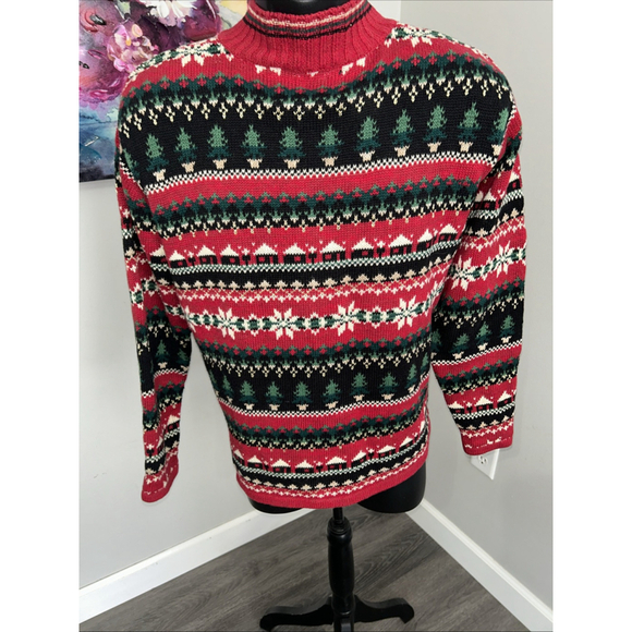 Tiara International Womens Sweater Cardigan Zip Up Red Winter Christmas Medium - Picture 4 of 8